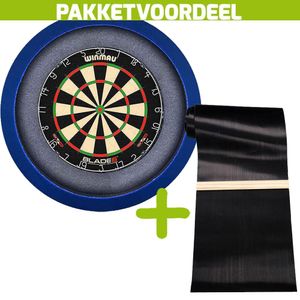 Winmau Blade 6 +  Dartmat 120*300 incl oche + Dartbordverlichting Basic XL Blauw