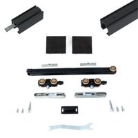 Xperta set 6m rail - Zwart - Plafond opbouw - Enkele deur - Dubbele softclose - inbouw manual fix - Set Eindkappen