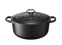 LE CREUSET 21177200000430 Kenmerkende geëmailleerde gietijzeren ronde braadpan met deksel, 20 cm, 2,4 liter, satijnzwart, 211772000