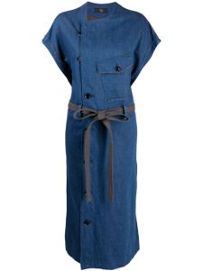 Y's robe en jean à taille ceinturée - Bleu