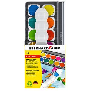 Eberhard Faber 578312 watergedragen verf Zwart, Blauw, Bruin, Groen, Oranje, Roze, Rood, Turkoois, Violet, Geel Kleurenpalet 12 stuk(s)