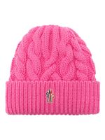 Moncler Grenoble bonnet en laine vierge à patch logo - Rose