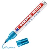 edding 3000 permanent marker - licht-blauw - 1 stift - ronde punt 1,5-3 mm - sneldrogende permanent marker - water- en wrijfvast - voor karton, kunststof, hout, metaal - universele marker