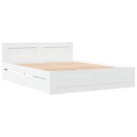 vidaXL Bedframe met hoofdeinde bewerkt hout wit 150x200 cm