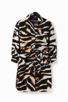 Lange jas in shacket-stijl met zebraprint - BLACK - M