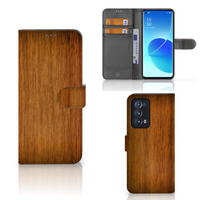 OPPO Reno 6 Pro Plus 5G Book Style Case Donker Hout - thumbnail