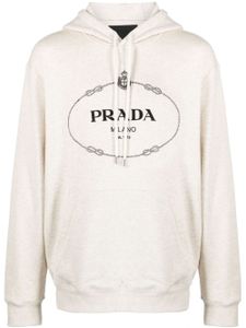 Prada hoodie en coton à logo imprimé - Tons neutres