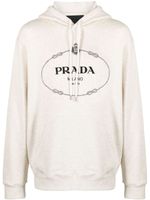 Prada hoodie en coton à logo imprimé - Tons neutres - thumbnail