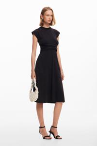 Midi-jurk met plooien - BLACK - M