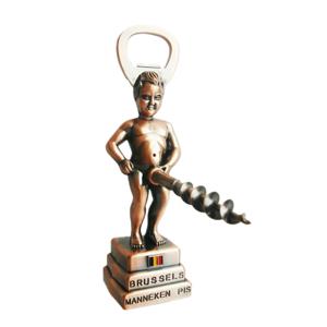 Manneke Pis flesopener/kurkentrekker - wijnflessen openener - brons - 13 cm - metaal