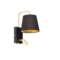 QAZQA Moderne wandlamp zwart en goud met leeslamp - Renier - thumbnail