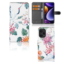 Xiaomi Poco F5 Telefoonhoesje met Pasjes Bird Flowers