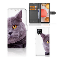 Samsung Galaxy A42 5G Telefoonhoesje met Pasjes Kat - thumbnail