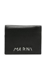 Marni portefeuille en cuir à logo brodé - Noir - thumbnail