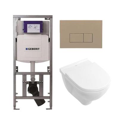 Villeroy & Boch O.novo Toiletset - Geberit inbouwreservoir - diepspoel wandcloset - softclose - bedieningsplaat bedieningsplaat taupe - rechthoekige knoppen - wit 0701131/0124124/0124182/SW1102379 Villeroy & Boch O.novo Toiletset - Geberit inbouwreservoir - diepspoel wandcloset - softclose - bedieningsplaat bedieningsplaat taupe - rechthoekige knoppen - wit 0701131/0124124/0124182/SW1102379