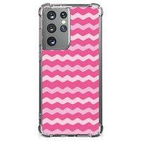 Samsung Galaxy S21 Ultra Doorzichtige Silicone Hoesje Waves Pink