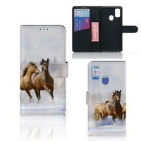 Samsung Galaxy M21 | M30s Telefoonhoesje met Pasjes Paarden - thumbnail