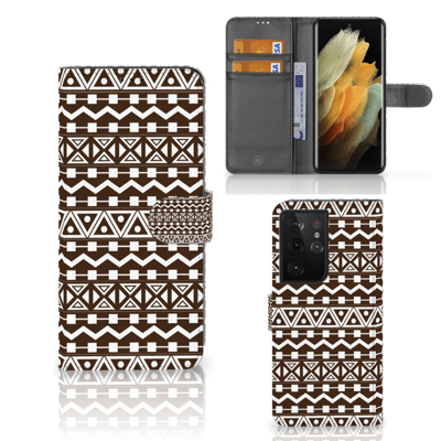 Samsung Galaxy S21 Ultra Telefoon Hoesje Aztec Brown Samsung Galaxy S21 Ultra Telefoon Hoesje Aztec Brown