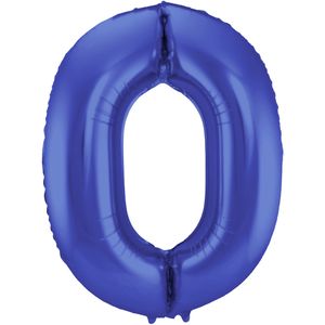 Folie ballon van cijfer 0 in het blauw 86 cm   -