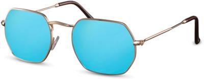 CWI zonnebril unisex rechthoekig goud/blauw (CWI2159) CWI zonnebril unisex rechthoekig goud/blauw (CWI2159)