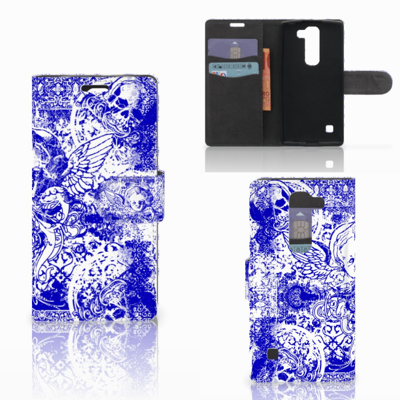 Telefoonhoesje met Naam LG Spirit Angel Skull Blauw Telefoonhoesje met Naam LG Spirit Angel Skull Blauw