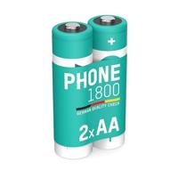 ANSMANN Mignon AA LR06 telefoonbatterij, 2 stuks, 1600 mAh 1,2V Ni-MH, oplaadbaar, ideaal voor DECT-telefoons, draadloze telefoons, babyfoons, reservebatterij