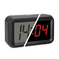 TFA Dostmann digitale wekker, 60.2038.01, omschakeling LCD-LED hybride, werkt op batterijen, met alarm + sluimerfunctie, met 2 helderheidsniveaus, dimfunctie (LED), zwart