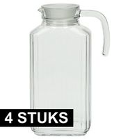 4x Glazen karaf met handvat en dop 1,7 L   -