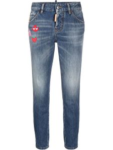 DSQUARED2 jean à détails de patchs - Bleu