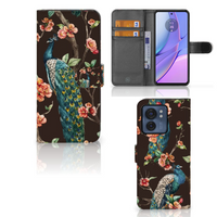 Motorola Edge 40 Telefoonhoesje met Pasjes Pauw met Bloemen