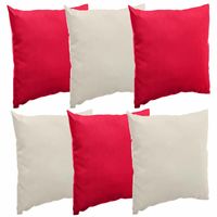 Bank/sier/tuin kussens voor binnen/buiten set 6x stuks beige/rood 40 x 40 cm