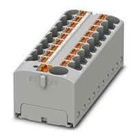 PHOENIX CONTACT PTFIX 10/18X4 GY verdelerblok, 450 V, 32 A, aantal aansluitingen 19, doorsnede 0,2 mm² - 6 mm², AWG 24-10, breedte 64,8 mm, hoogte 21,7 mm, grijs, 8 stuks