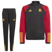 adidas AS Roma Trainingspak 1/4-Zip 2023-2024 Kids Zwart Geel Donkerrood