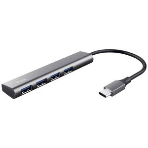 Trust Halyx-4-port USB-C (USB 3.2 Gen 2) multiport hub 1 + 4 poorten Donkergrijs