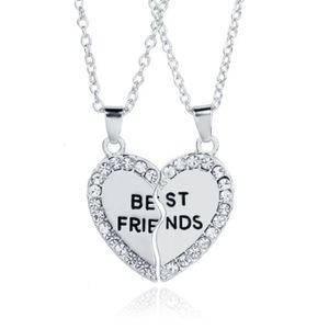 BFF Ketting LGT Jewels Best Friends Hartje Kristallen Zilverkleurig