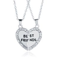 BFF Ketting LGT Jewels Best Friends Hartje Kristallen Zilverkleurig - thumbnail