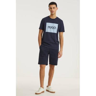 HUGO T-shirt Dolive met logo donkerblaauw/lichtblauw