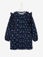 Schort met bloemmotief en ruches, personaliseerbaar, meisjes marineblauw met bloemenprint