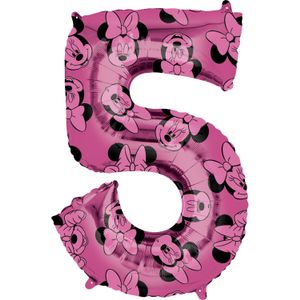 Folieballon Cijfer 5 Minnie Mouse Roze (66cm)