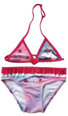 Zaska triangle bikini Unicorn polyester roze/blauw