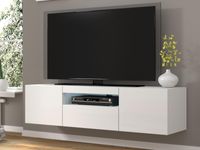 Tv-meubel AUREO 3 deuren 150 cm wit/hoogglans wit met led - thumbnail