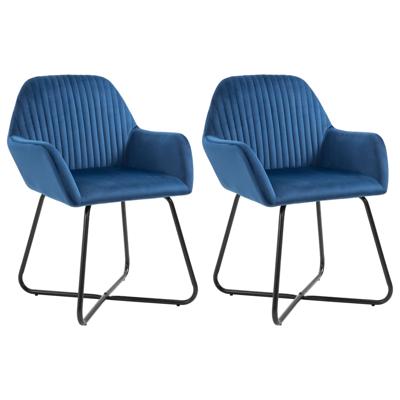 vidaXL Eetkamerstoelen 2 st fluweel blauw