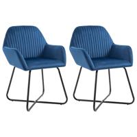 vidaXL Eetkamerstoelen 2 st fluweel blauw