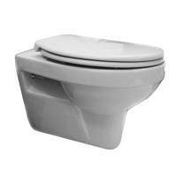 Toiletpot Hangend Trevi 53x36.5x36cm Wandcloset Keramiek Diepspoel Nano Coating EasyClean Rimfree Glans Wit met Softclose Toiletbril
