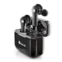NGS ARTICA BLOOM BLACK– Draadloze hoofdtelefoon compatibel met Bluetooth en TWS, microfoon, tot 24u, aanraakbediening, USB type C, laadstation, zwart