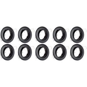 Spot Armatuur 10 Pack - GU10 Inbouwspot - Rond - Zwart - Aluminium - Kantelbaar Ø82mm