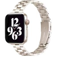 By Qubix - Stalen slim fit schakelband - Starlight/sterrenlicht - Compatible met Apple watch 44mm / 45mm / 46mm / 49mm - Compatible Apple watch