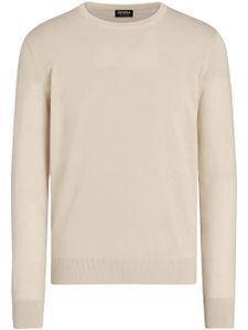 Zegna fine-knit crew-neck jumper - Tons neutres