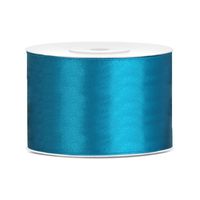 1x Turquoise satijnlint rollen 5 cm x 25 meter cadeaulint verpakkingsmateriaal   -