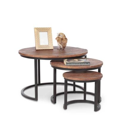 Ronde Salontafel (set van 3) Nashville  | Hout  | Mangohout | Bruin